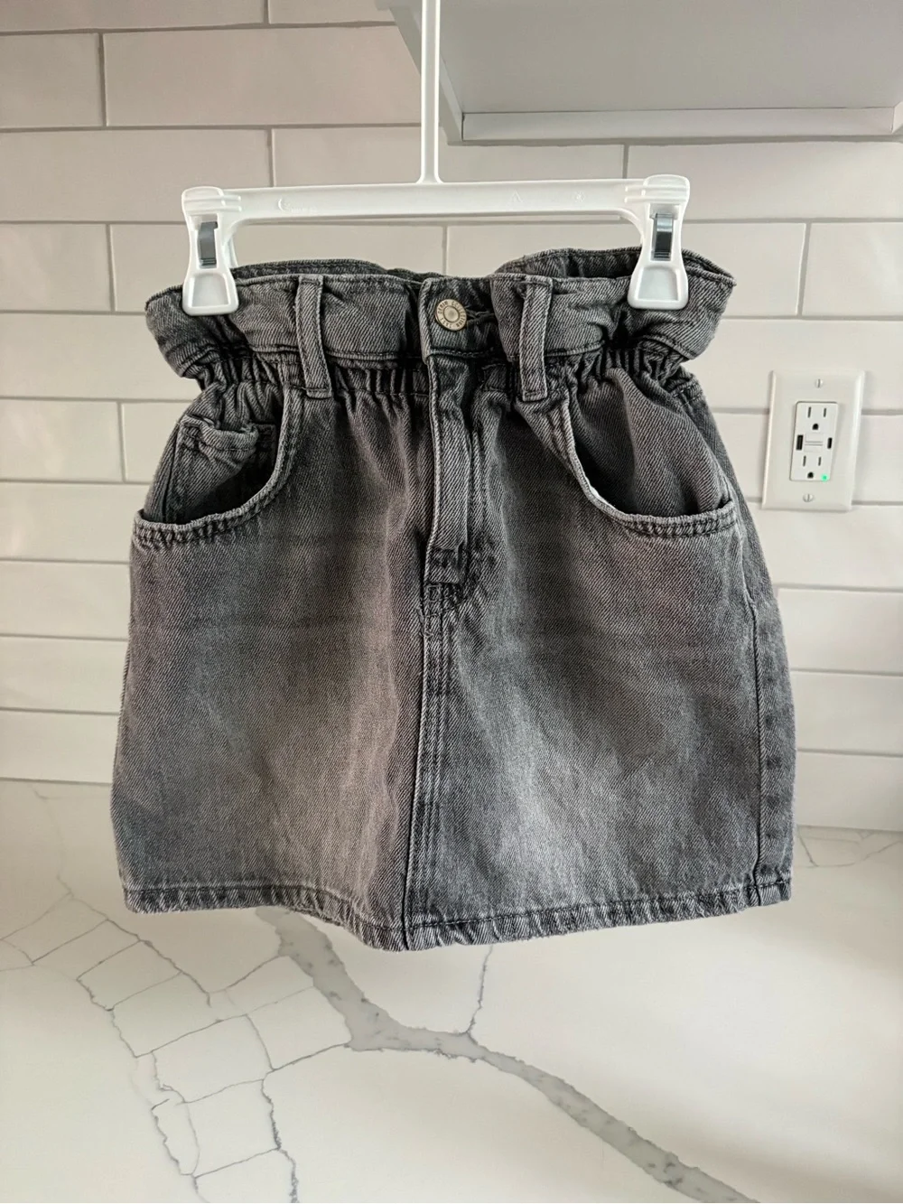 ZARA Girls Black Washed Denim Skirt
